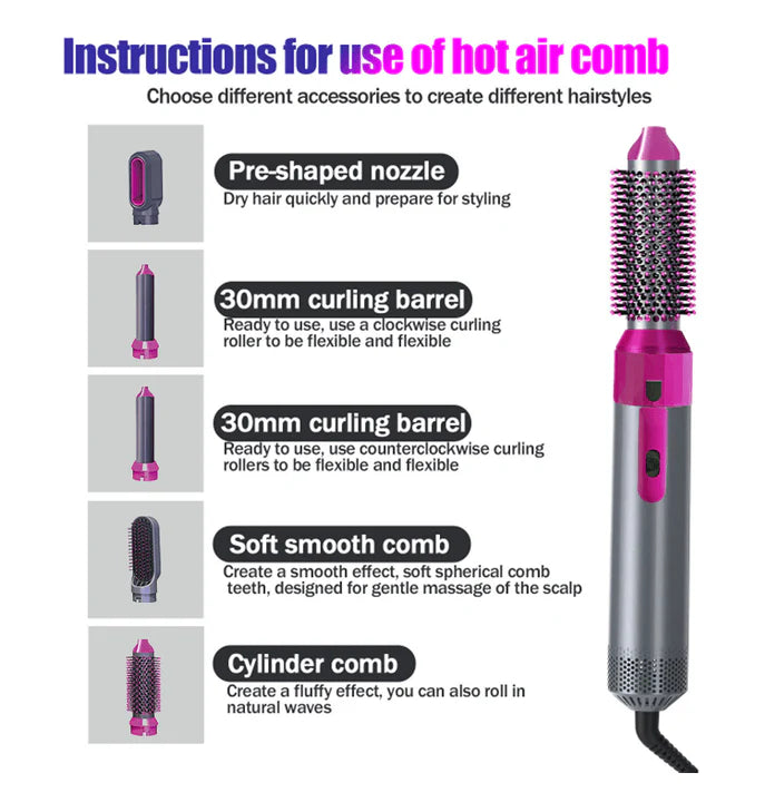 One-Step Hot Air Brush for Volume, Curl & Straight Hair  فرشاة الهواء الساخن بخطوة واحدة لتكثيف وتجعيد وتنعيم الشعر